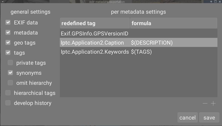 configuración de metadata